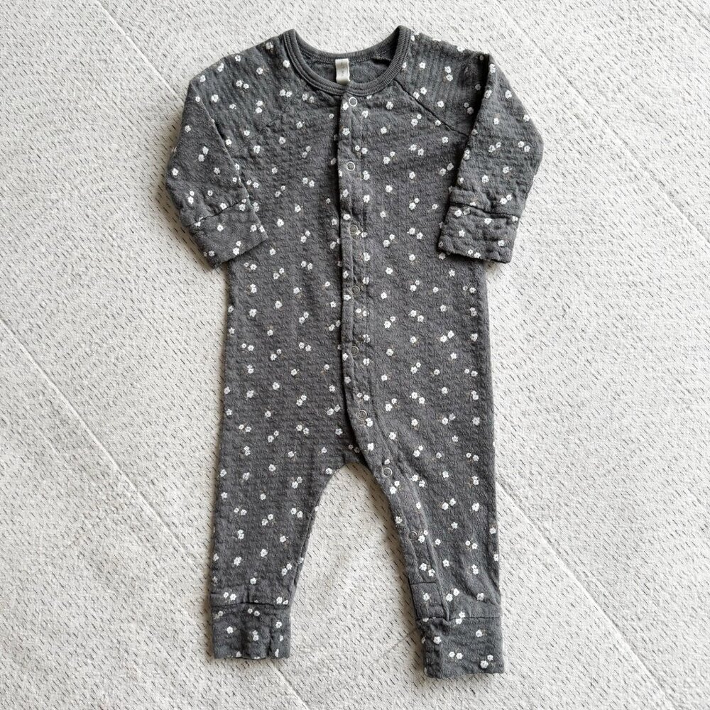 Quincy Mae Pointelle Longjohn Romper (3-6M) Dark Floral
